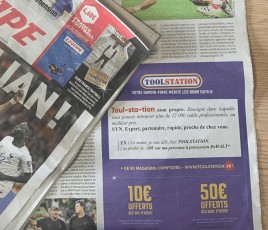 ToolStation France, annonce presse dans le quotidien "L'Equipe" - Octobre 2023.