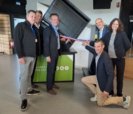 L'inauguration du système MAX s'est faite en présence des dirigeants de Dualsun, Laëtitia Brottier et Jérôme Mouterde, du DG d'Arkteos, Richard Bachelier, du maire de Guérande, Nicolas Criaud, et du sénateur de Paris Yannick Jadot.