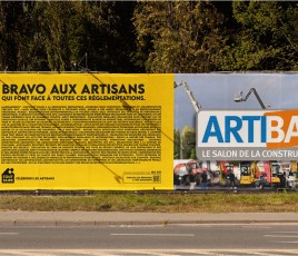 Tout Faire - Salon Artibat 2025, campagne de communication "Hors normes" pour défendre les artisans face à la lourdeur administrative et à la complexité des normes et réglementations.