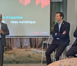 Les dirigeants d'ETAP, filiale de Schneider Electric : Tanuj Khandelwal, Guillaume Horreard et Yohann Riffard