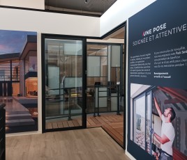 Espace Menuiserie dans un showroom Gedimat Boulard Verdier (Puy-de-Dôme).