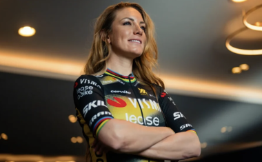 Pauline Ferrand-Prévot, cycliste française au sein de l'équipe néerlandaise Visma Lease a Bike.