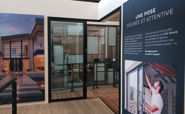 Espace Menuiserie dans un showroom Gedimat Boulard Verdier (Puy-de-Dôme).