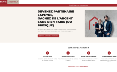 Lapeyre Apporteur, le nouveau service de prescription (artisans, architectes, syndics de copropriété, pros disposant d'un n° SIRET).