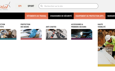 Site internet de Stéol, distributeur spécialisé en EPI et vêtements de travail professionnels.