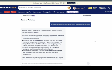 ManoManoPro et l'assistant d'achat à base d'IA conversationnelle.
