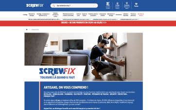 Site marchand de Screwfix France, home page.