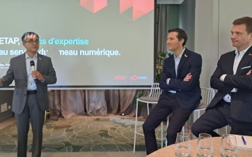 Les dirigeants d'ETAP, filiale de Schneider Electric : Tanuj Khandelwal, Guillaume Horreard et Yohann Riffard