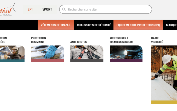 Site internet de Stéol, distributeur spécialisé en EPI et vêtements de travail professionnels.