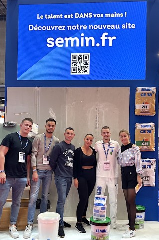 Dylan Touzé avec Hilanie Rousseau et Caroline Semin à Batimat