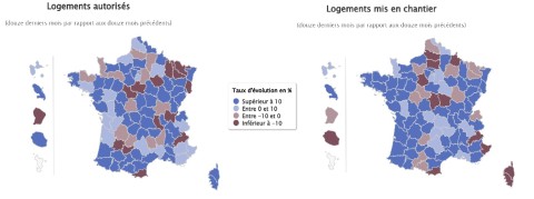 Carte Construction logement par département