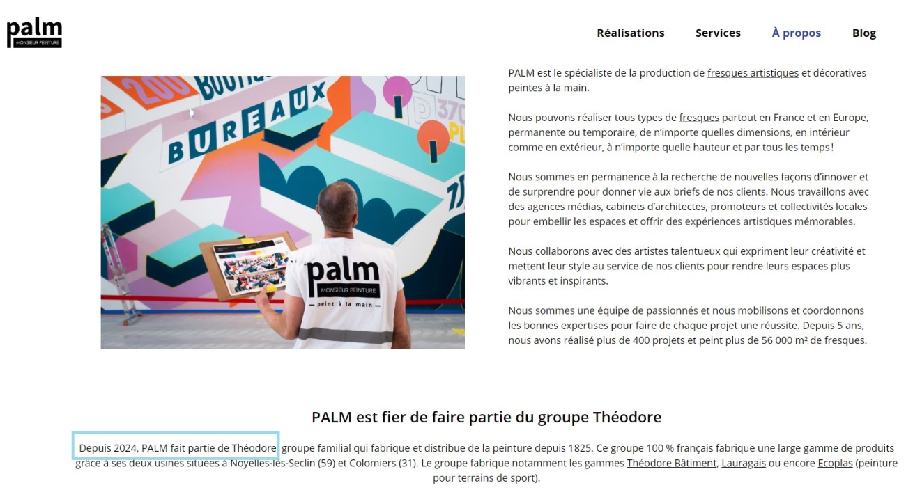Site web de "Peint à la main", filiale de Monsieur Peinture.