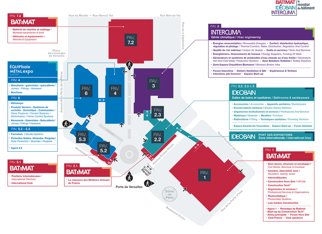 Plan du Mondial du Bâtiment 2024.