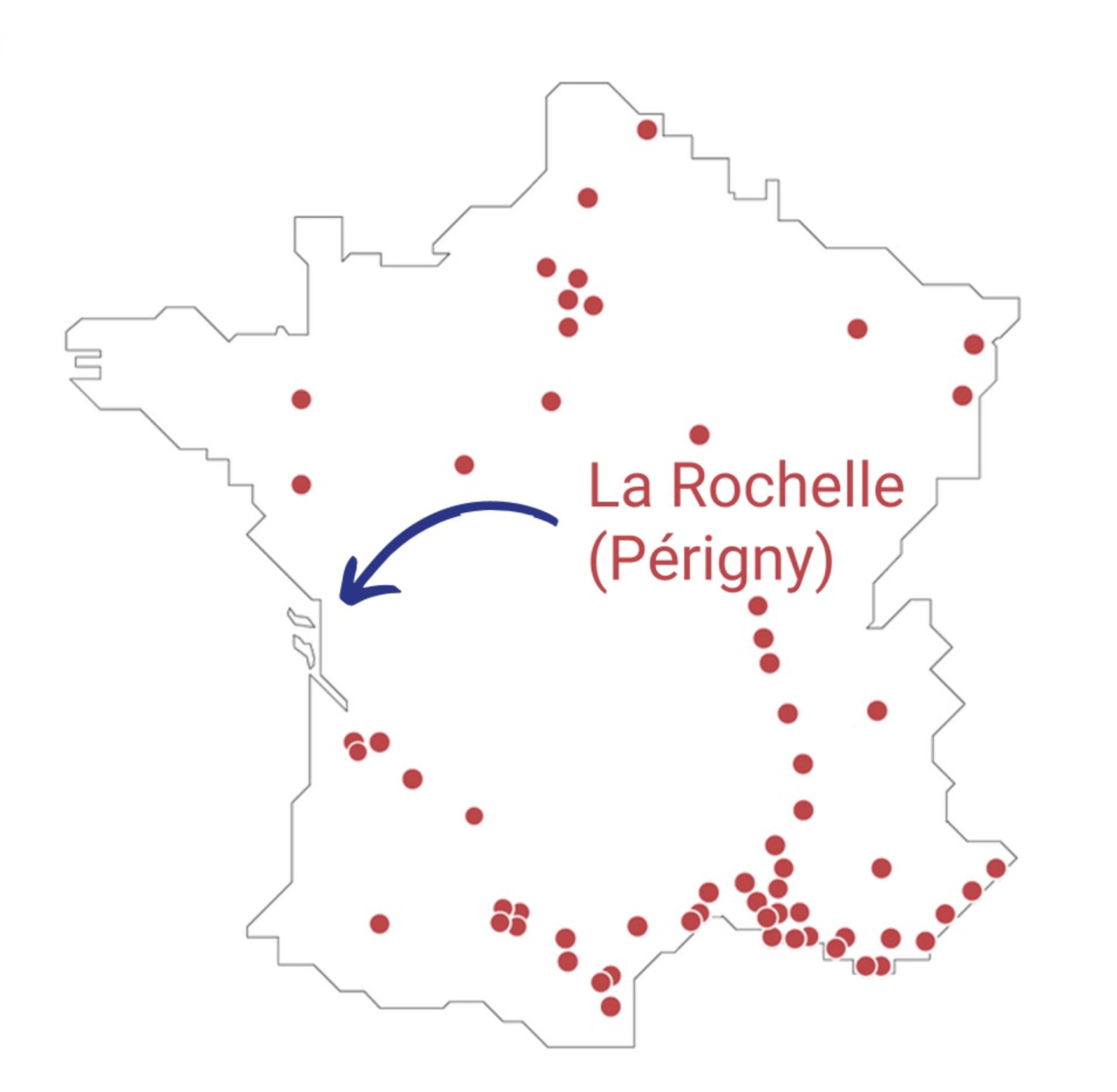 Implantations des agences CD Sud en France.