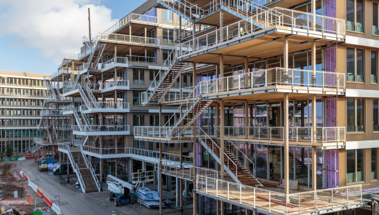 Arboretum construction bois campus bâtiments Nanterre