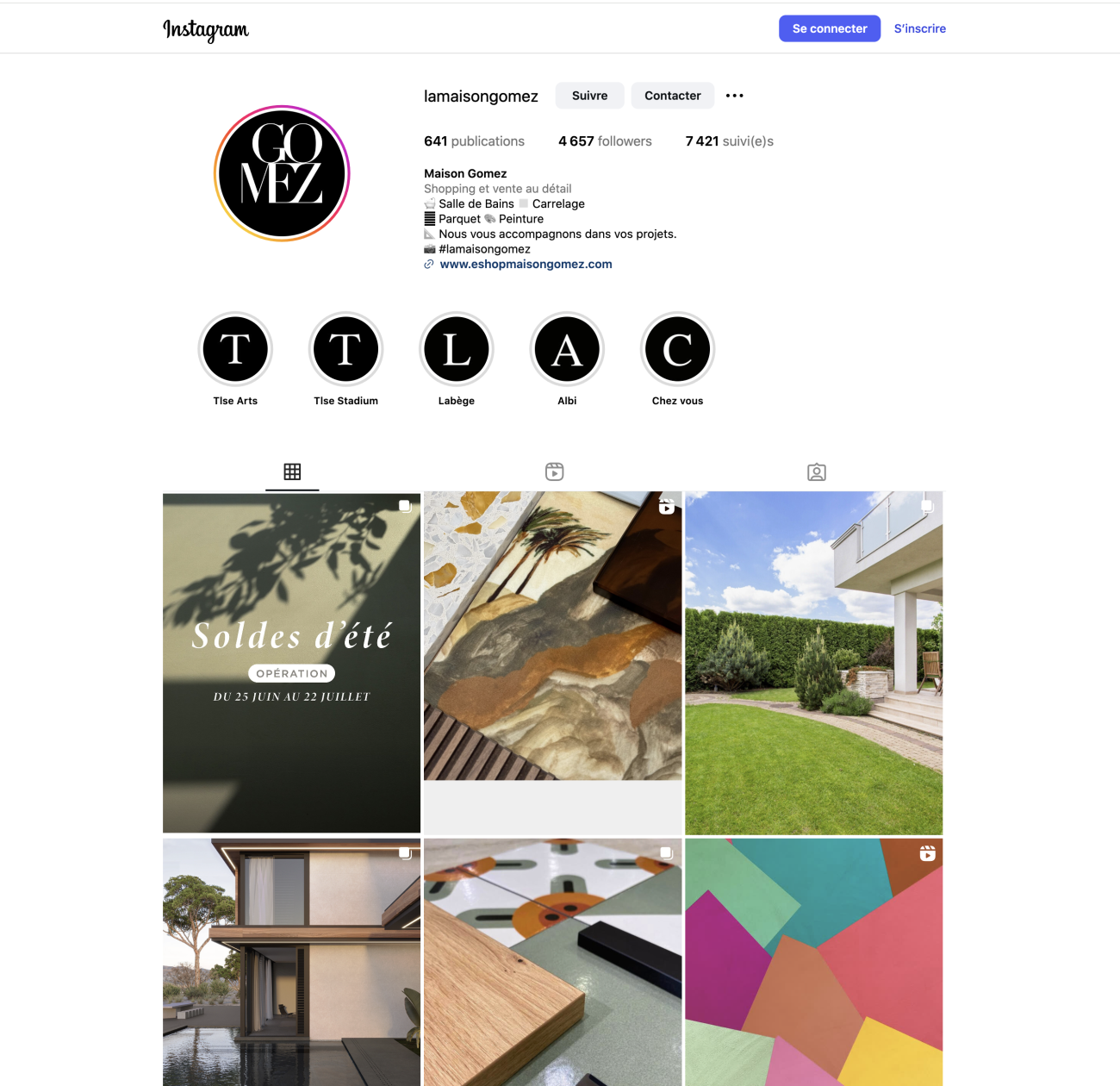 Compte Instagram de La Maison Gomez.