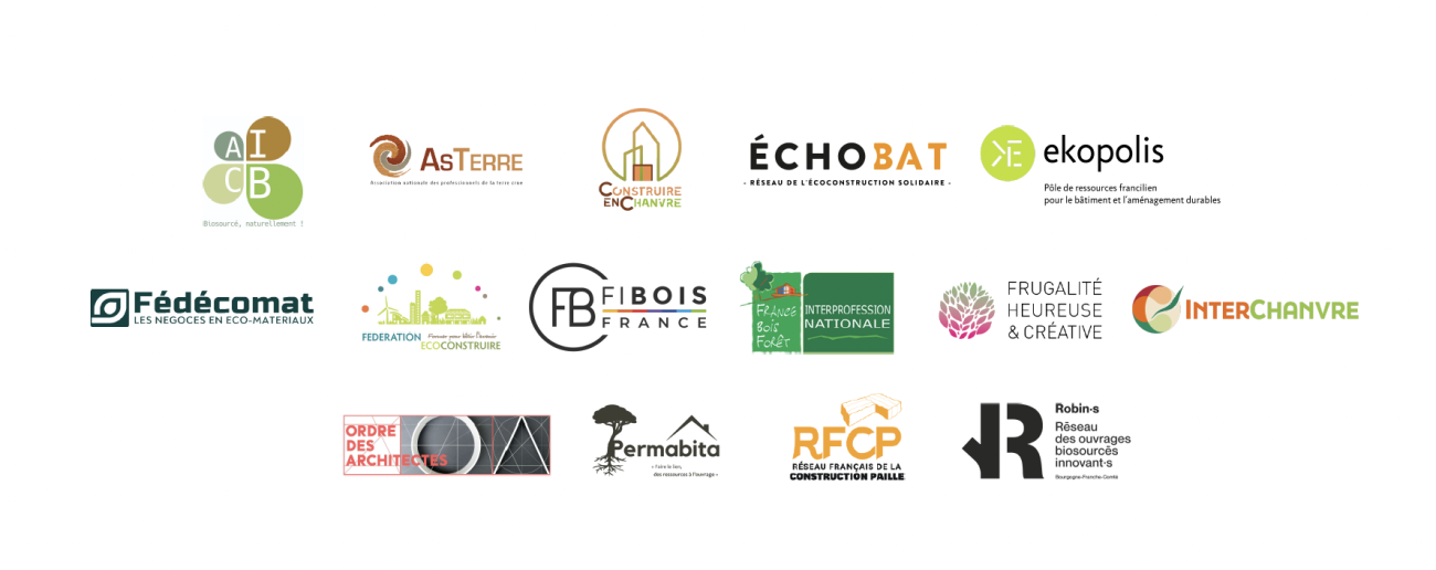 Les 15 organisations et associations professionnelles, signataires de l'Alliance pour les éco-matériaux.