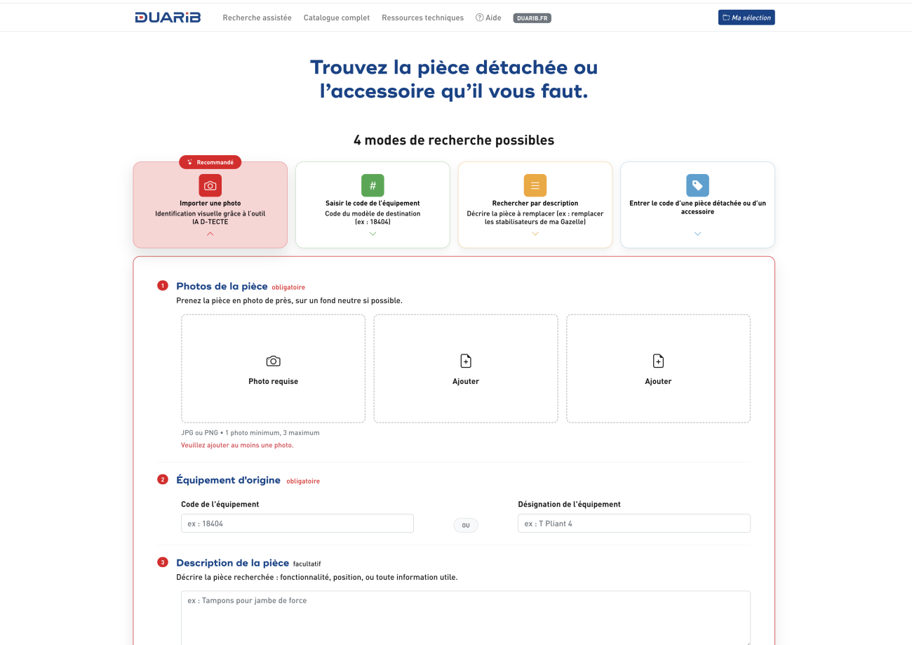 Duarib - Catalogue 2026 en ligne pour l'offre de pièces détachées dédiées aux équipements de chantier.